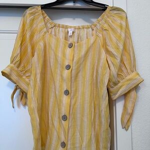 LC Lauren Conrad Yellow Striped Blouse